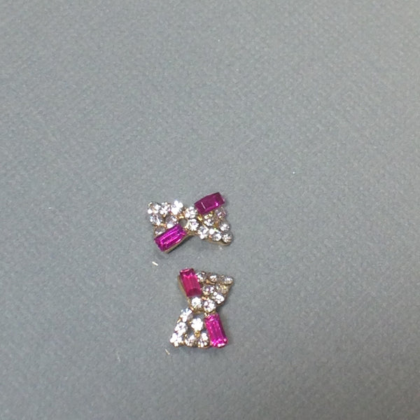 Rhinestone Bows with Hot Pink Accents (2)