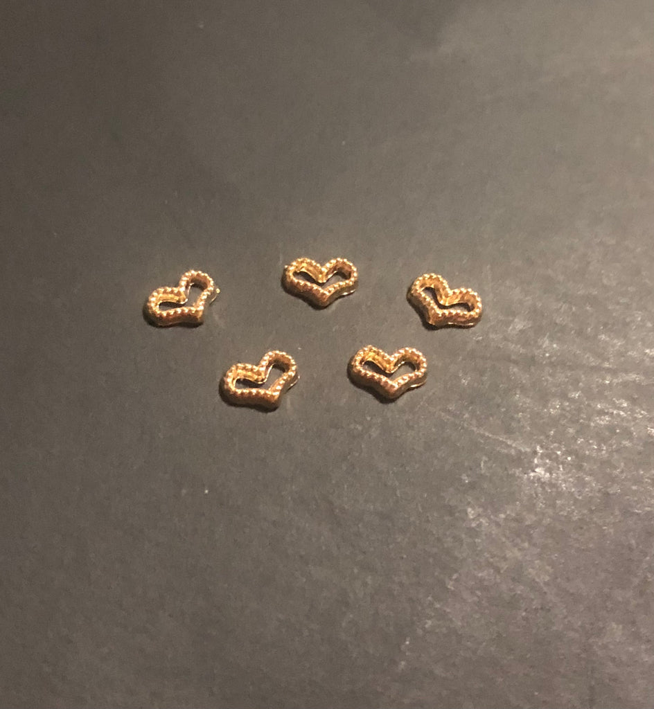 Hollow Gold Hearts Nail Charms (2)