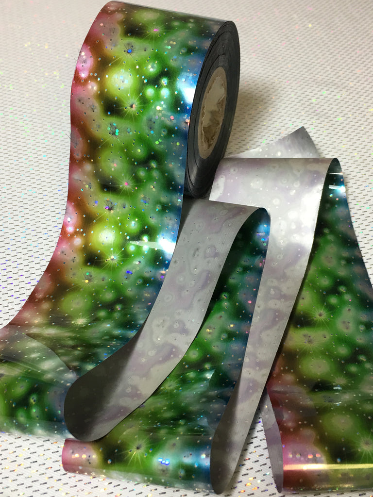 Pink/Green/Blue Over Silver Holo Nail Foil