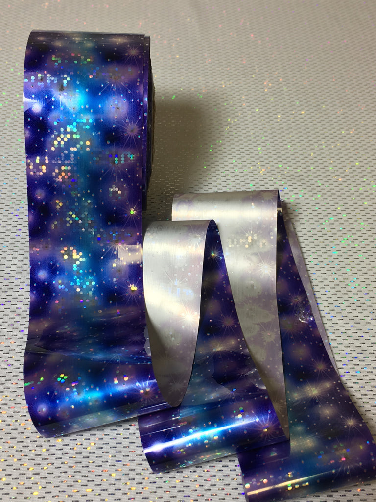 Blue Over Silver Holo Nail Foil
