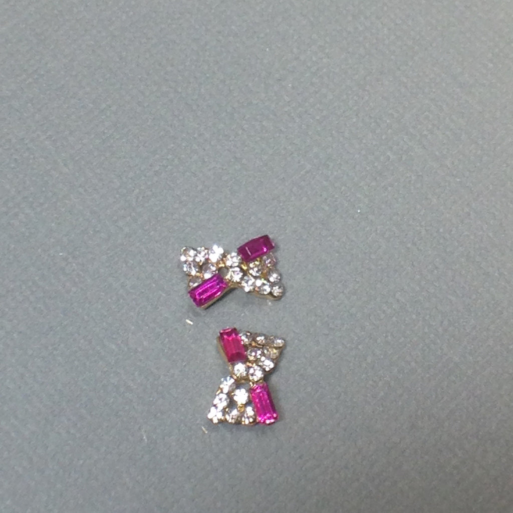 Hot Pink with Rhinestone Bows (2)