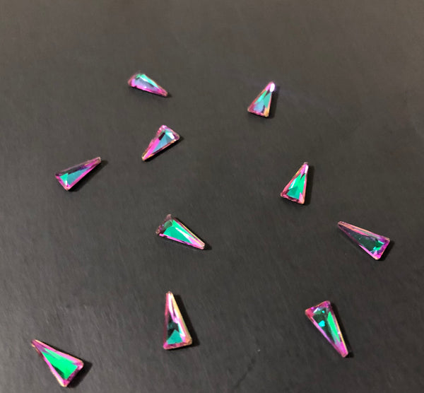 Green/Pink Triangle Nail Charms (10)