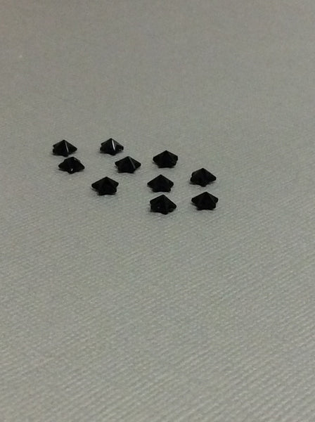 Black 3-D stars, flat back (10)