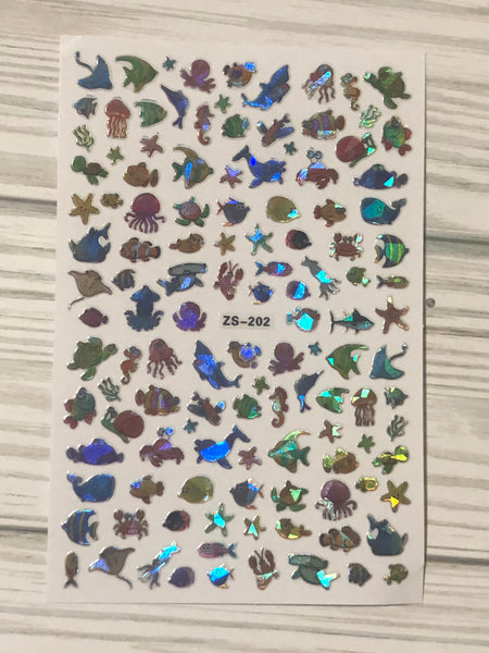 Ocean Creatures Holographic Nail Decals