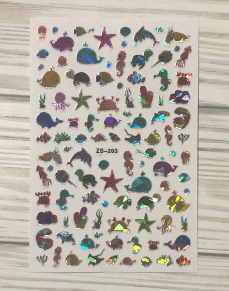 Ocean Creatures Holographic Nail Decals