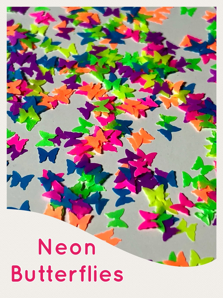 Neon Butterflies Glitter Shapes