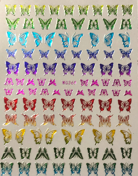 Rainbow Butterflies Nail Decals