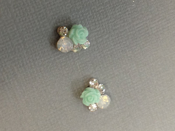 Light Green Rose/Gem Cluster (2)