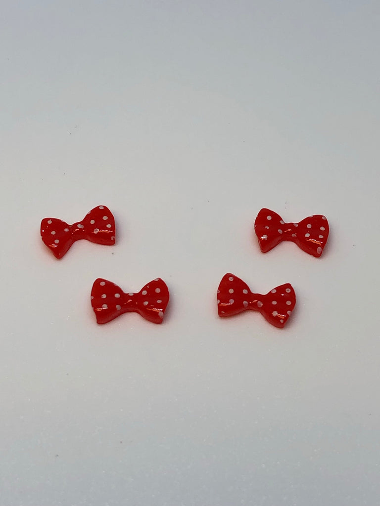 Red Polka Dot Bows Nail Charms (4)