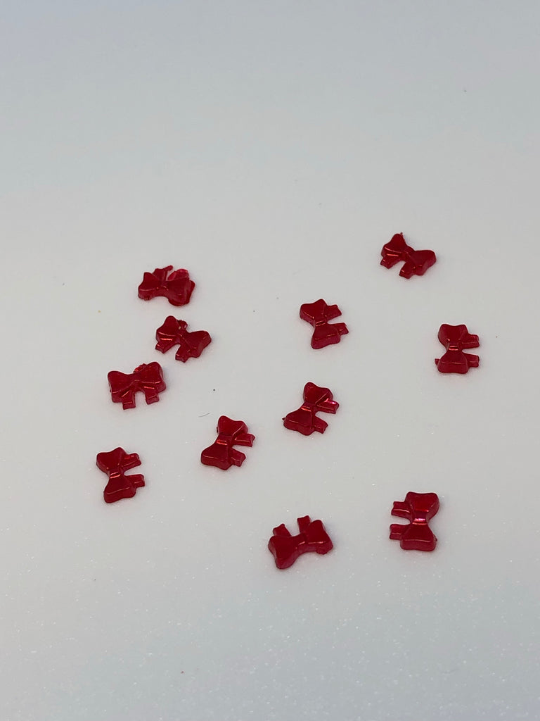 Tiny Red Bows Nail Charms (4)