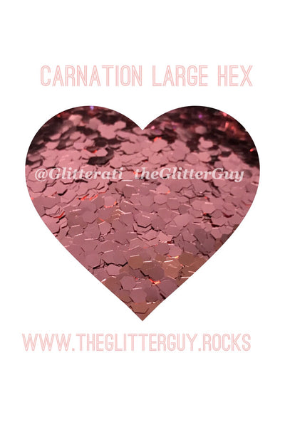 Carnation Large Hex Glitter